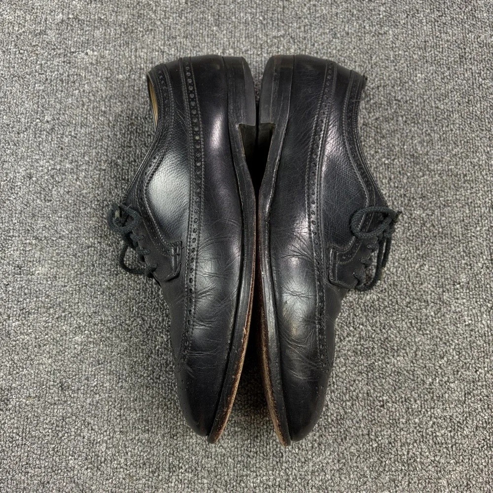ALDEN 588 Black Pebble Grain Leather Brogue Wingtip Blucher Dress Shoes  Size 12